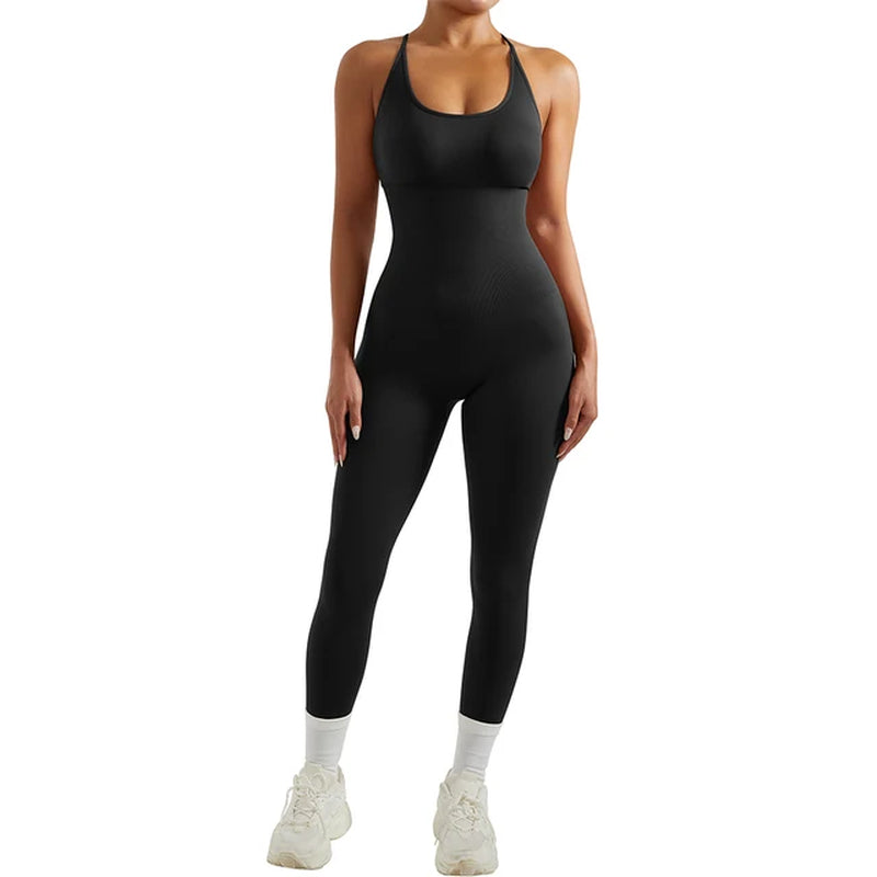 Bodycon Jumpsuit Women Full Seasons Casual Fitness Sporty Playsuit Sleeveless Slim Activewear All in One Jumpsuit Clothing Lady