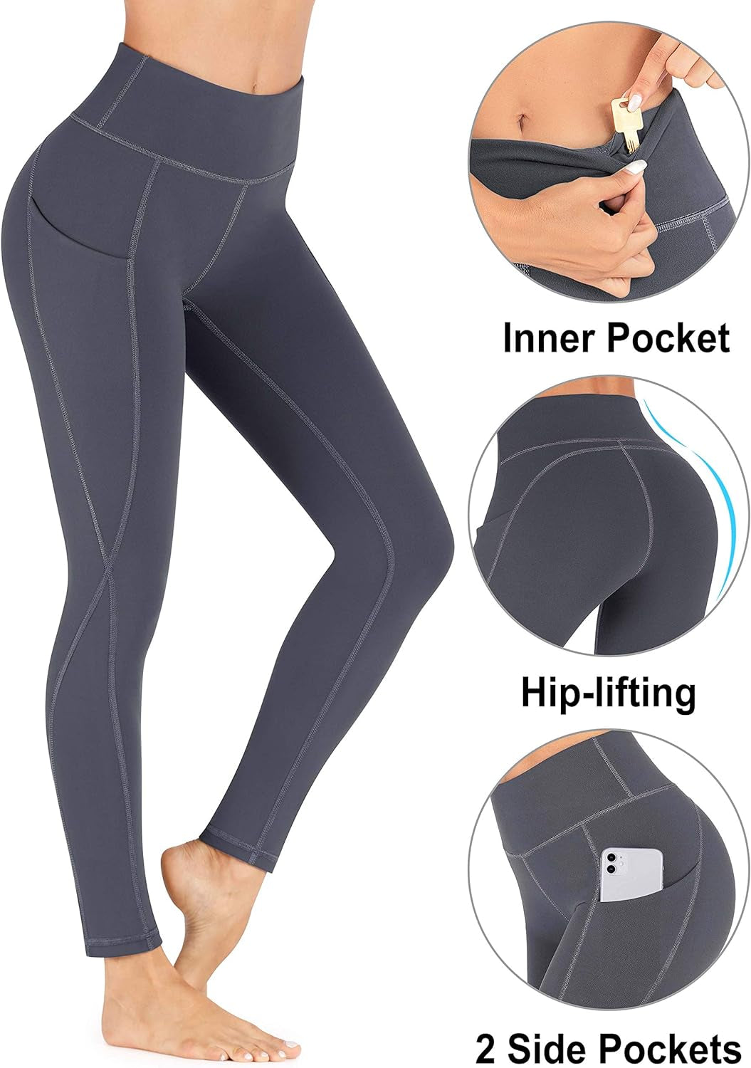 Yoga Pants with Pockets Leggings for Women Tummy Control High Waisted Leggings with Pockets Workout Athletic Yoga