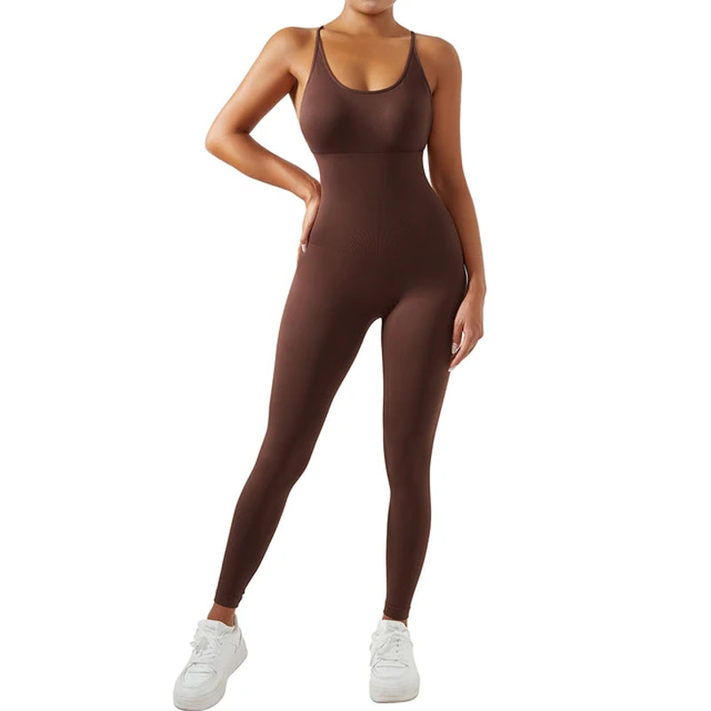 Bodycon Jumpsuit Women Full Seasons Casual Fitness Sporty Playsuit Sleeveless Slim Activewear All in One Jumpsuit Clothing Lady